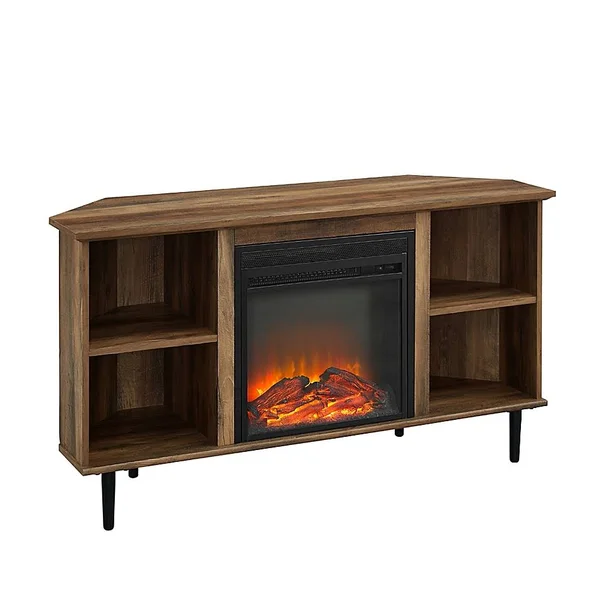Forest Gate Corner Fireplace TV Stand in Barnwood