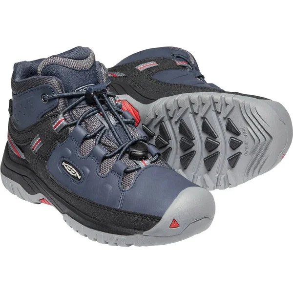 Keen Youth Targhee Mid Waterproof Shoe - 3 - Blue Nights, Red Carpet