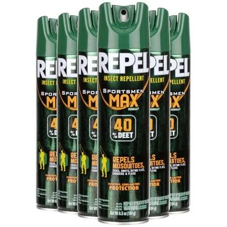 Repel Insect Repellent Sportsmen Max Formula 40% Deet - Aerosol, 6.5-Ounce (Pack of 6)