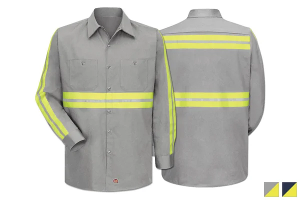 Red Kap Enhanced Visibility Cotton Work Shirt - SC30 - Navy, XXL