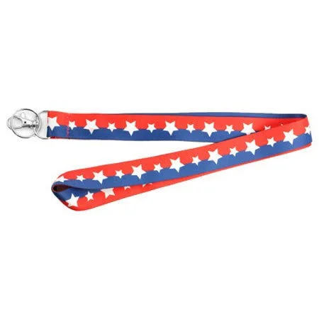 HY Ko Lan-103 Lanyard W/r/w/b Stars 1in (Case of 5) - Size: 18 in