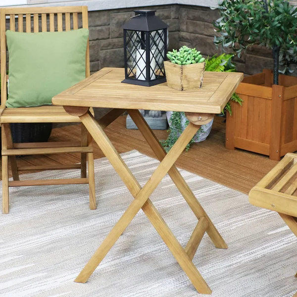 Sunnydaze Square Teak Outdoor Casual Patio Dining Table - 24-Inch