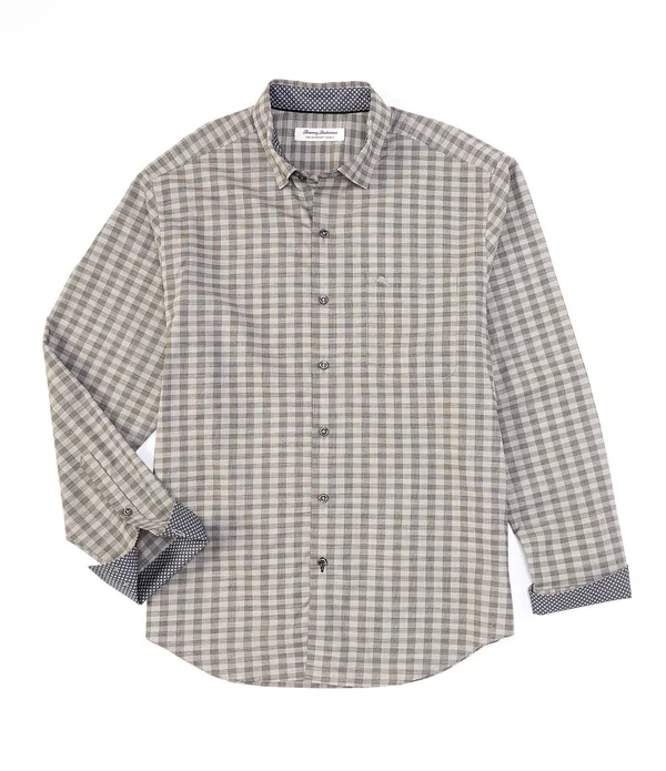Tommy Bahama Men's Newport Coast Cimarron Check IslandZone Shirt - Bala Shark - Size L