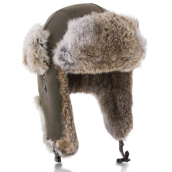 Walrus Hats Genuine Rabbit Fur Brown Trapper Hat - Black - Medium