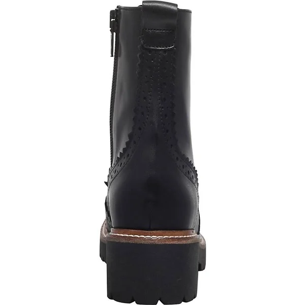 Carvela Snail - Black Leather Flat Brogue Hiker Boots