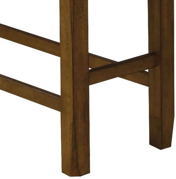 Acme Morrison Counter Height Bench with Storage, Brown PU & Oak