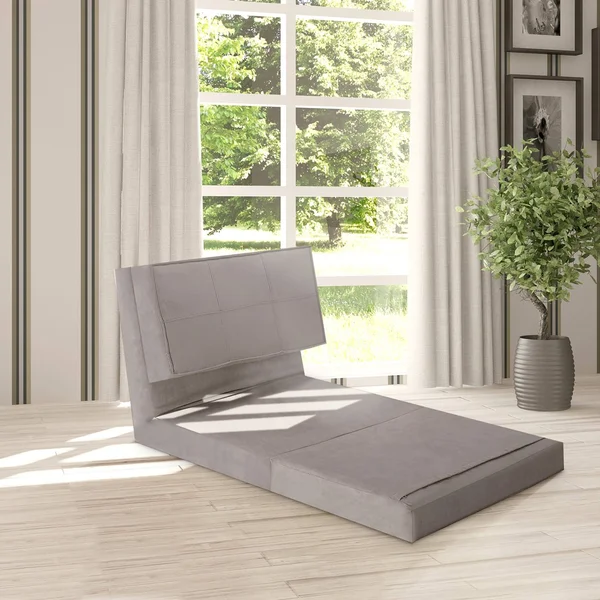 Costway Convertible Fold Down Chair Flip Out Lounger Sleeper Bed Couch - Grey
