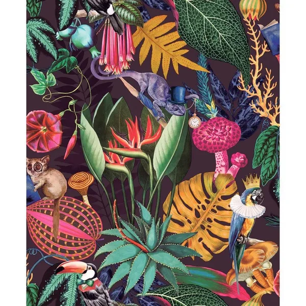 Walls Republic Plum A Tropical Soiree Wallpaper - Botanical Wallpaper, Tropical Wallpaper, Removable Double Roll Wallpaper, Pu