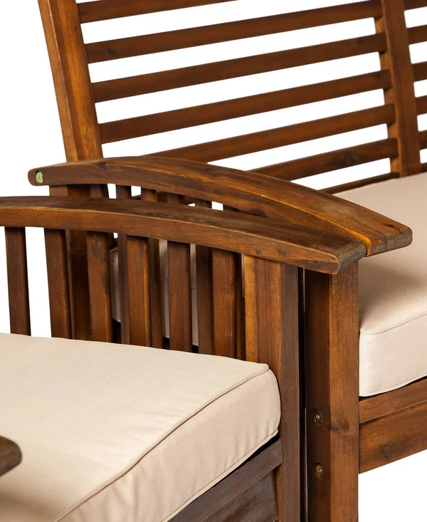 Acacia Patio Chat Set - 3 Pieces - Dark Brown