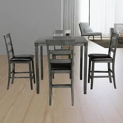 Square Counter Height Wooden Kitchen Dining Set Red Barrel Studio Color: Gray