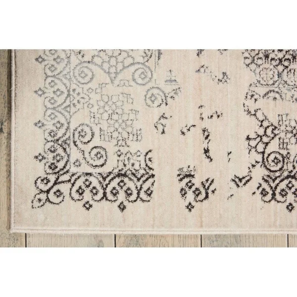 Kathy Ireland Silver Screen KI344 Area Rug - 2&2x22 x 7&6x22 Runner - Ivory/Grey