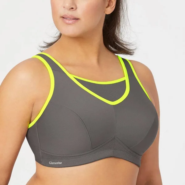Women's Glamorise No-Bounce Camisole Sports Bra, Size 38DD - Grey