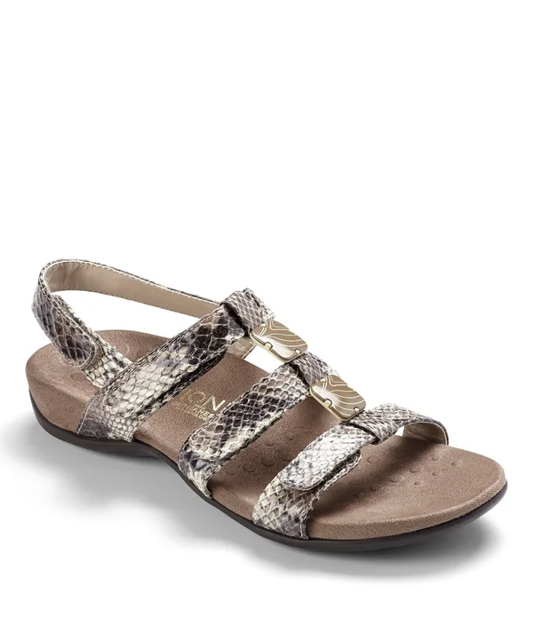 Vionic Women's Amber Adjustable Sandal Natural Snake 7, M