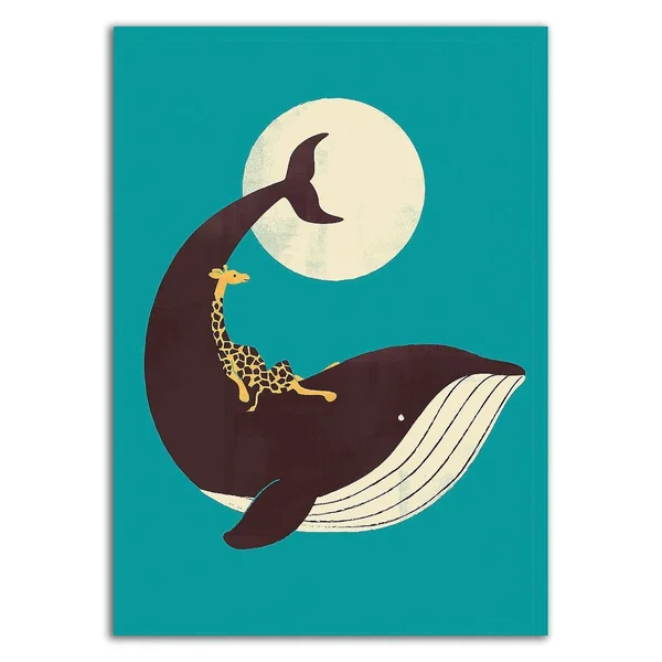 21x22 x 15x22 The Giraffe and The Whale by Jay Fleck Print on Canvas