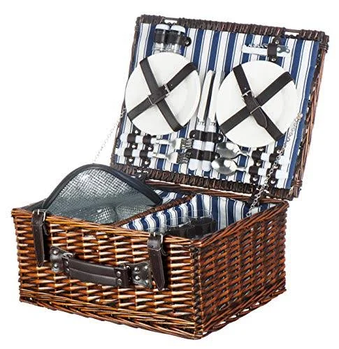 Picnic Basket Set for 4 Person - Insulated Picnic Hamper Set, Picnic Table Set, Picnic Plates, Picnic Supplies, Summer Picni