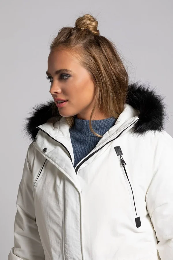 Plus Size Parkas, Woman, White, Size: 12/14, polyester/synthetic fibers, Ulla Popken