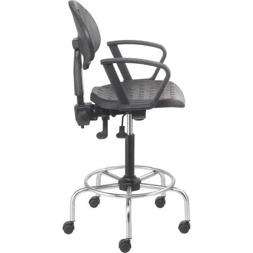 Shop Stool with Armrest - Polyurethane - 4 Way Adjustable - Black