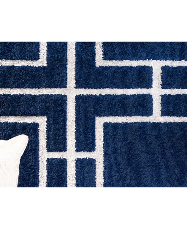 Marilyn Monroe Deco Glam Geometric Area Rug - 4& x 6& - Navy Blue/Silver