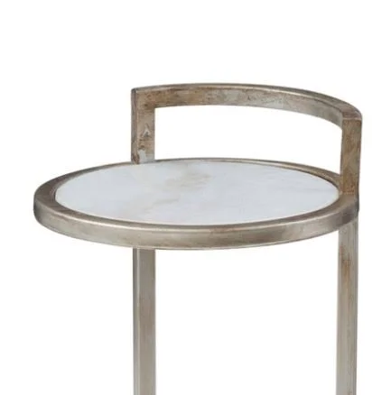 Bassett Mirror Surrey Silver Leaf and White Marble Scatter Table