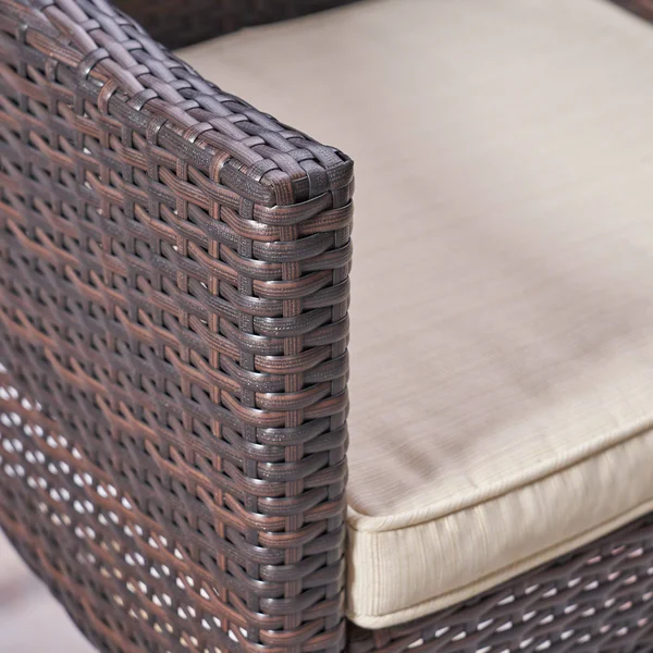 Jean Outdoor 3 Piece Wood and Wicker Bistro Set - Gray + Gray