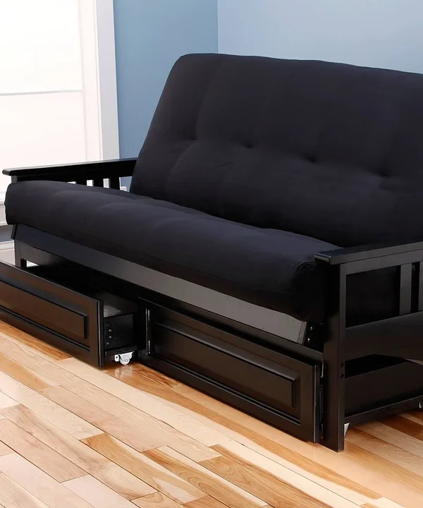 Kodiak Monterey Frame Suede Mattress & Storage Drawers Black - Black