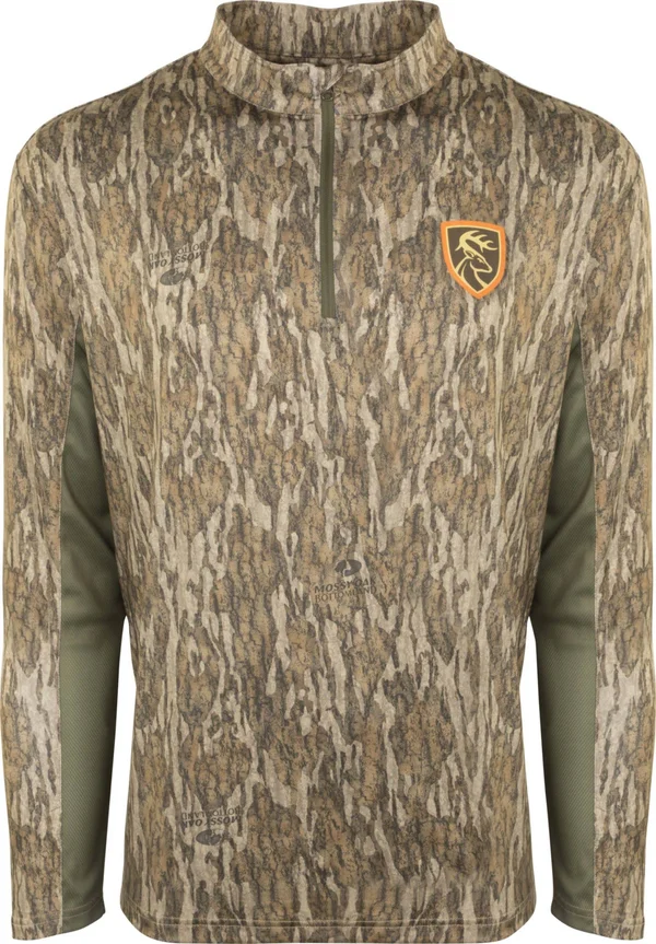 Drake Waterfowl Men's Non-Typical Performance 1/4 Zip Long Sleeve Hunting Shirt with Agion Active XL, Small, Brown