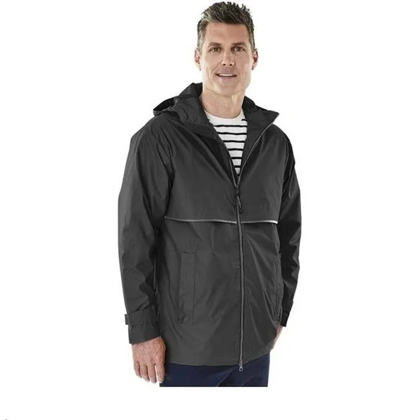 Charles River Apparel Men's New Englander Rain Jacket Black, Grey Xs