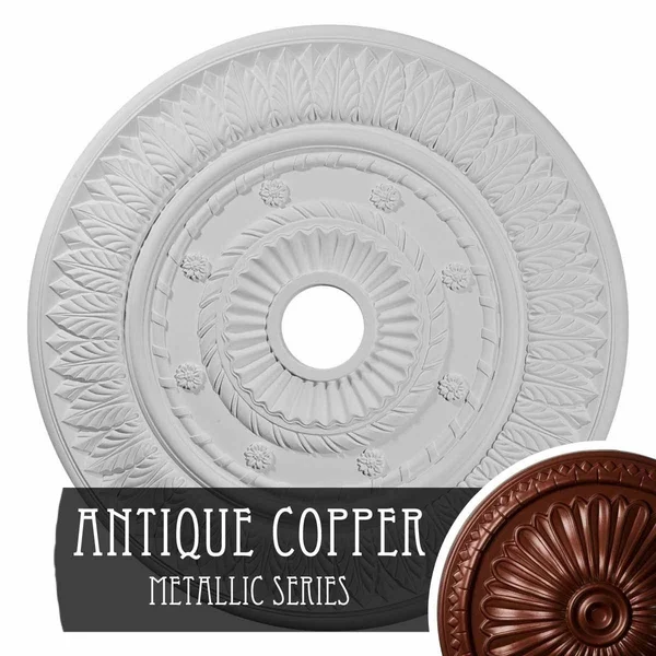 26 3/4x22OD x 3 5/8x22ID x 1 1/8x22P Leaf Ceiling Medallion (Fits Canopies Up to 3 5/8x22) - Hand-Painted Athenian Green Crackle