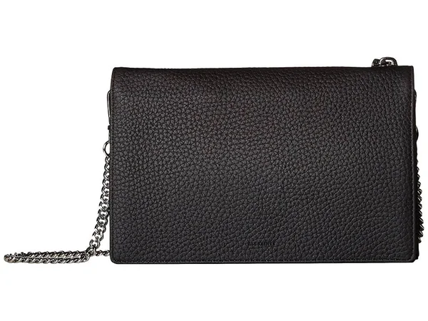 AllSaints Fetch Chain Leather Wallet Crossbody Bag - Black