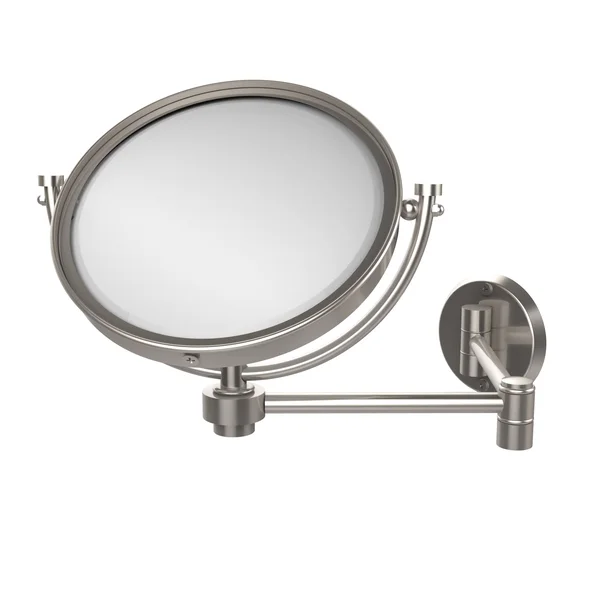 Allied Brass 8-in Wall Mounted Extending Make-Up Mirror 4X Magnification - Satin Nickel