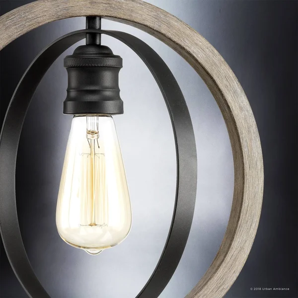 Luxury Vintage Pendant Light, 14x22H x 12x22W, with Modern Farmhouse Style, Charcoal Finish by Urban Ambiance UHP2214