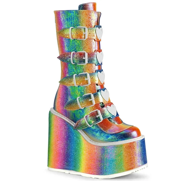 Women's Demonia Swing 230 Platform Mid-Calf Boot - Size: 7, Purple