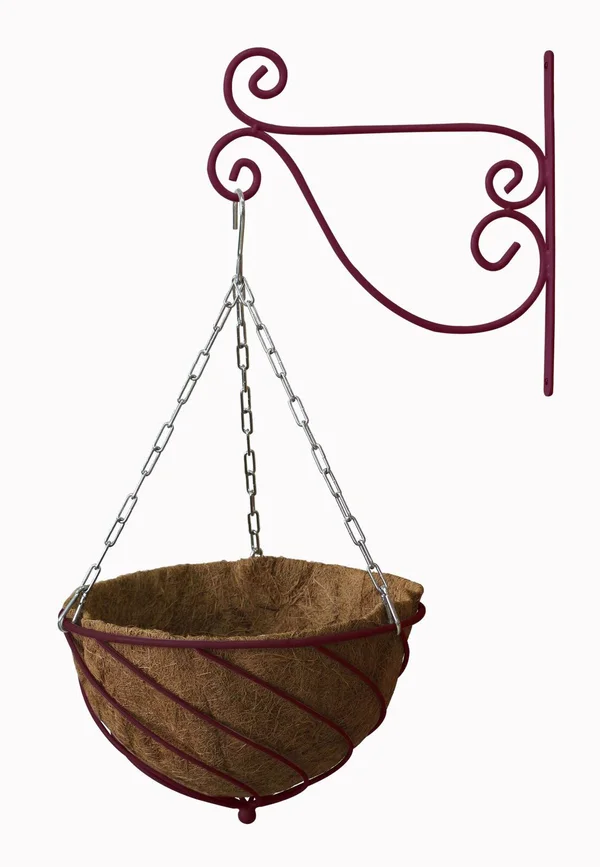 August Grove Nobhill Basket Kit Metal Hanging Planter - Size: 10.8x22 H x 16.8x22 W x 16.8x22 D, Red