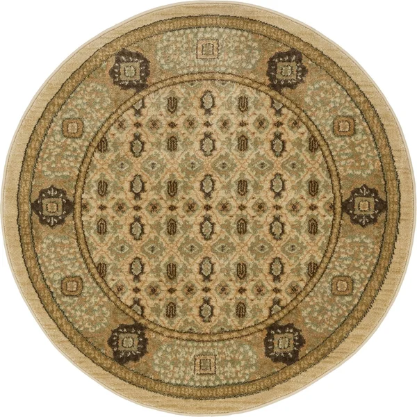 Unique Loom Palace Cream 3 ft Round Area Rug
