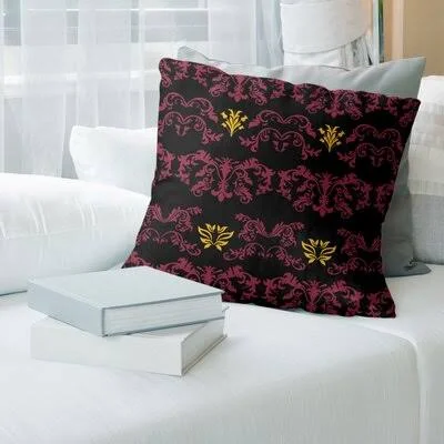 Arizona Football Baroque Square Pillow Cover East Urban Home Color: Black/Pink/Yellow, Size: 26x22 x 26