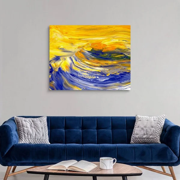 Oil Painting in Yellow and Blue Colors, Front View, Canvas Wall Art, 45x36, Great Big Canvas