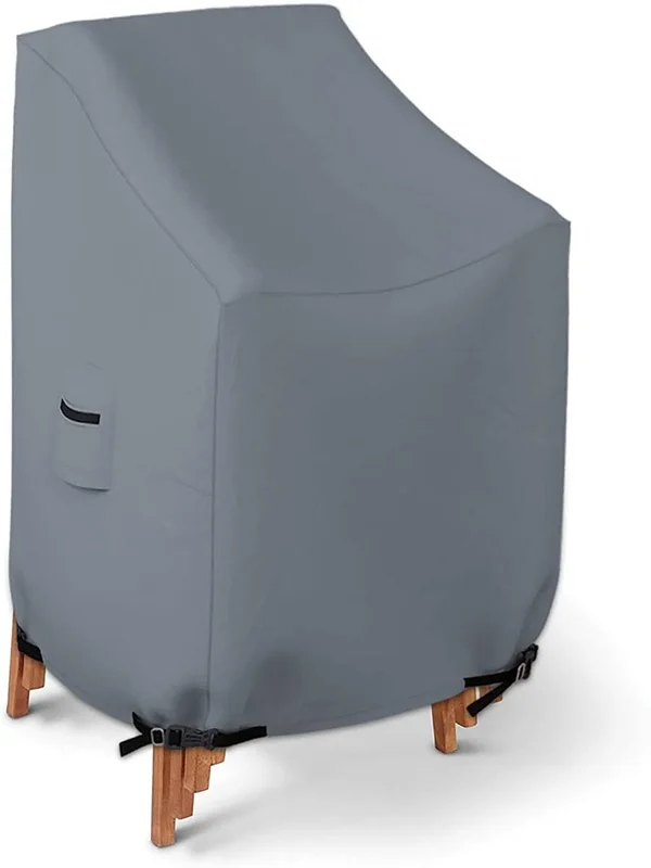 Covers & All SC-M-Grey-05 12 oz Waterproof Stackable Chair Cover Grey - 40 x 40 x 36 x 15 in.