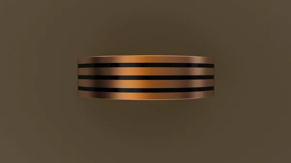 Brushed Rose Gold 6mm Triple Black Groove Wedding Band 10kt, 10.25