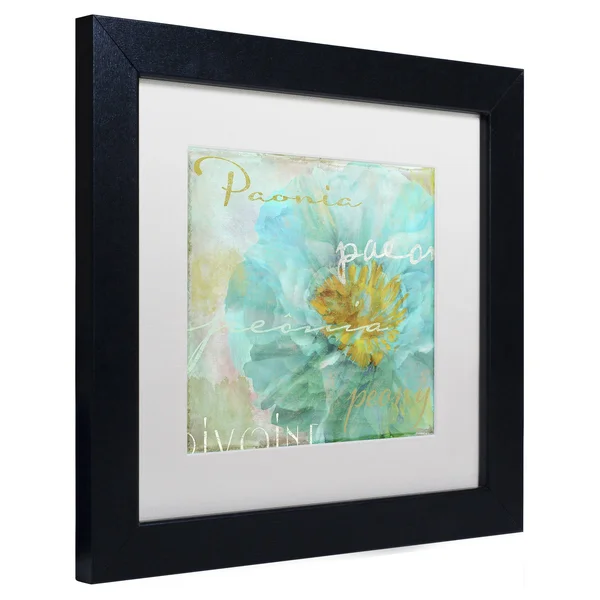 Trademark Fine Art &Blue Peony Light& by Color Bakery Framed Graphic Art - Mat Color: White - Size: 16x22 H x 16x22 W x 0.5x22 D