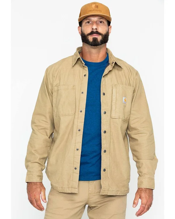 Carhartt Men's Rugged Flex Rigby Shirt Jacket, 2XT, Dark Khaki