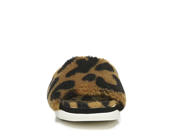 LifeStride Plush Slipper Slides - Tan Leopard - Size 10W