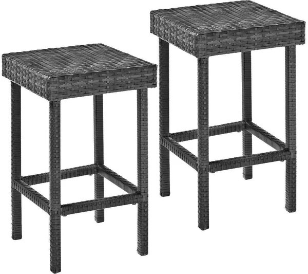 Crosley Furniture Palm Harbor Outdoor Wicker 24-inch Counter Height Stools - Grey (Set of 2)