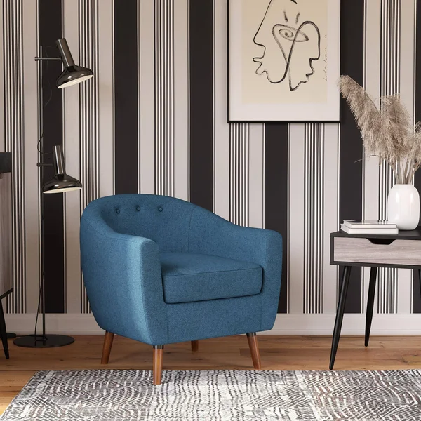 Queer Eye Brie Accent Chair, Blue Linen