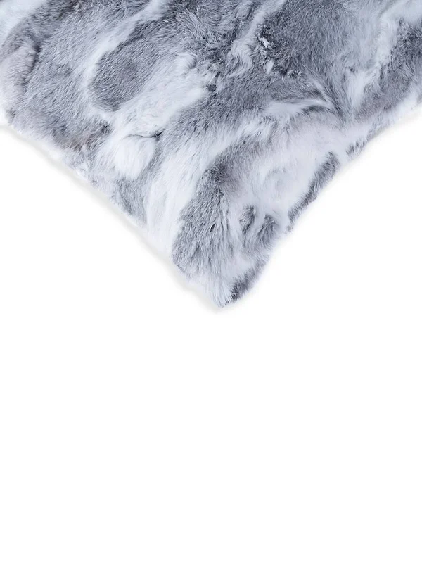 Genuine Rabbit Fur Pillow - Set of 2 - 12x22 x 20x22 - Grey