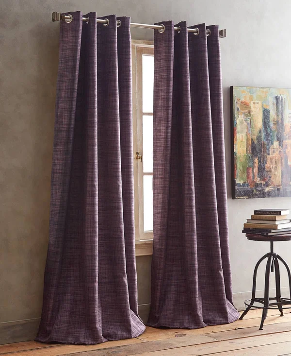 DKNY Derby Crosshatch 50" x 63" Room-Darkening Grommet Pair of Window Panels - Purple 50X63