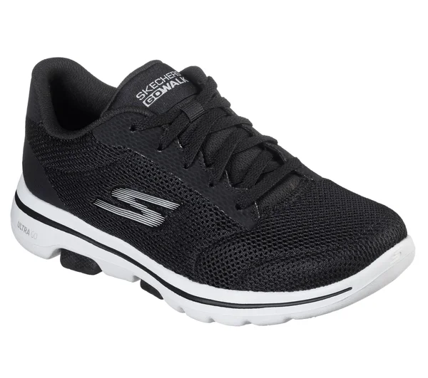 Skechers Women's GOwalk 5 Lucky Sneaker, Black/White