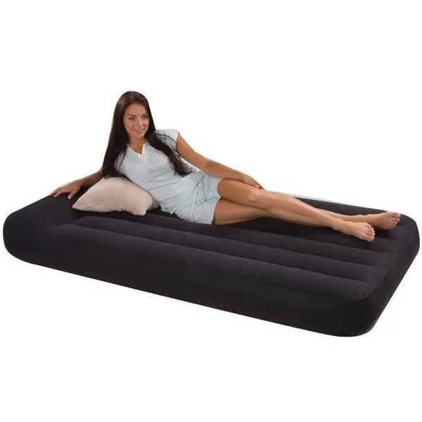 2) Intex Twin Classic Pillow Rest Airbed Mattress Bed with Built-In Pump, 66775E