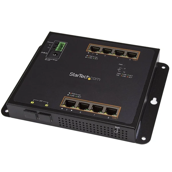 StarTech.com Industrial Gigabit PoE 4 x PoE+ 30W Power Over Ethernet GbE Layer/L2 Network -40C to +75C Managed Switch - 4 Ethern