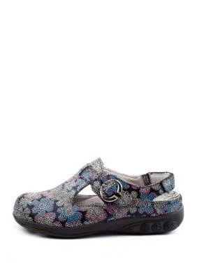 Therafit Women's Chloe Clog, Floral Leather