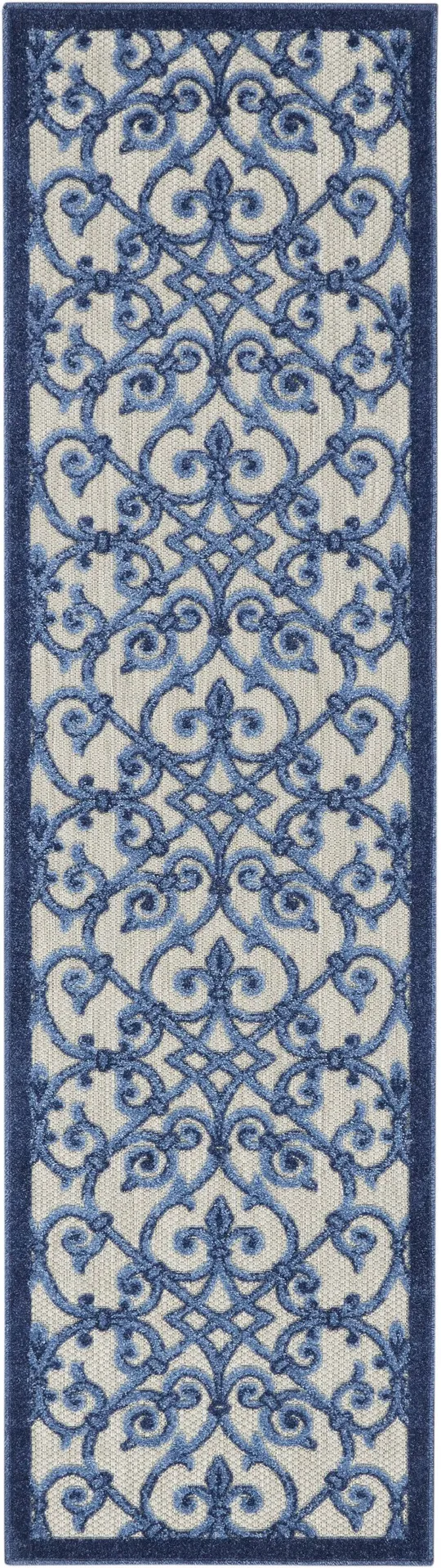 Nourison Aloha Runner ALH21 Area Rug - Ivory Blue, 4& x Round